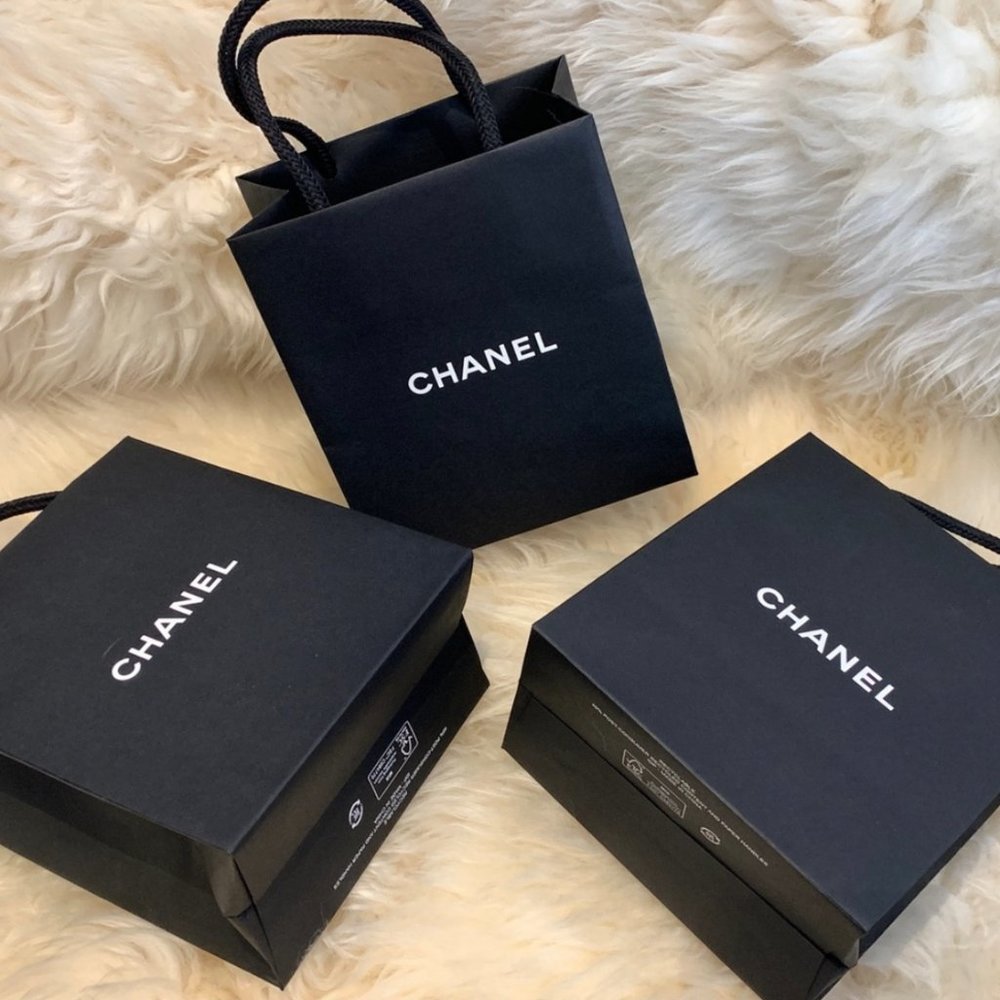 Set of 3 Chanel Shopping Bags Black authentic